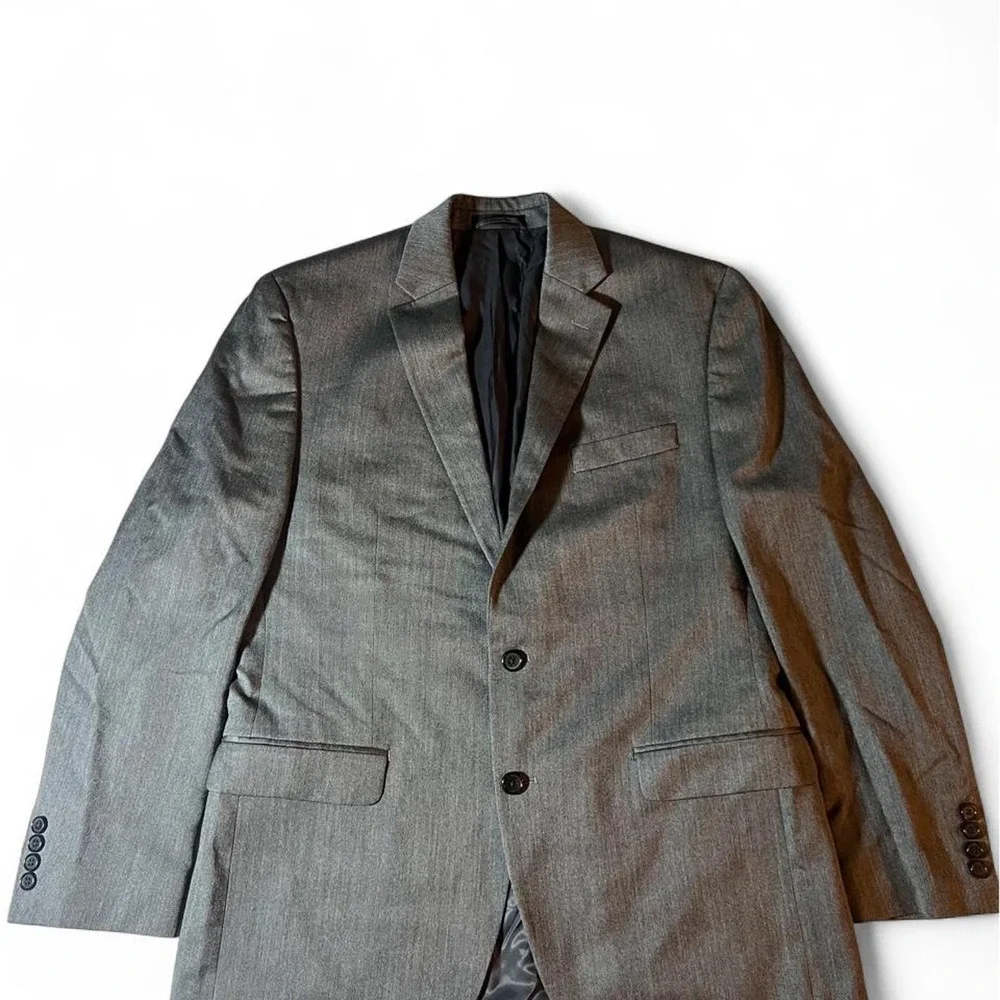 Ralph Lauren gray herringbone blazer with satin lining, size 42R